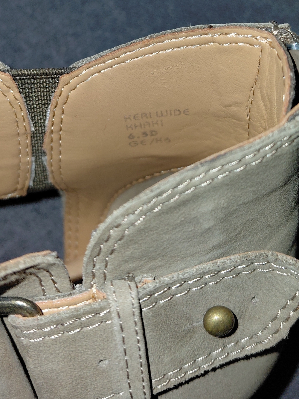 Earth Beige Perforated Peep-Toe Ankle Booties - Picture 7 of 7